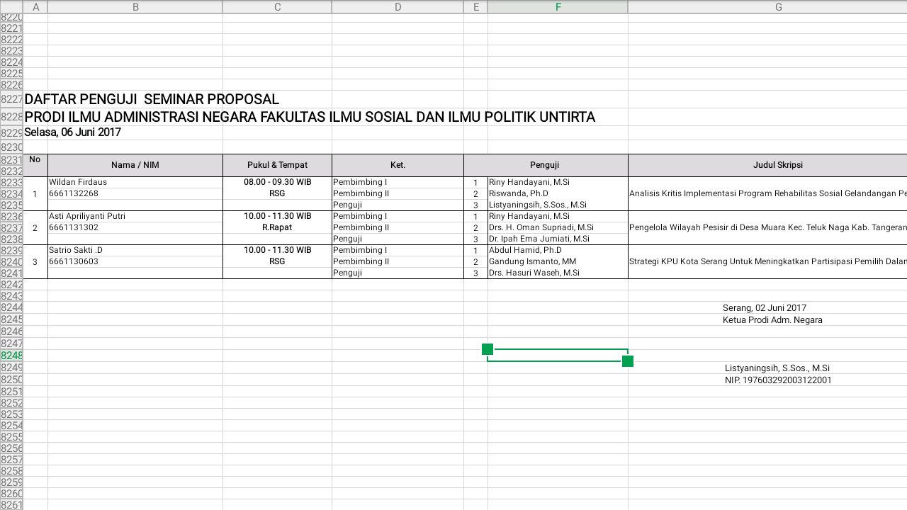 Daftar Penguji Ujian Seminar Proposal 6 Juni 2017